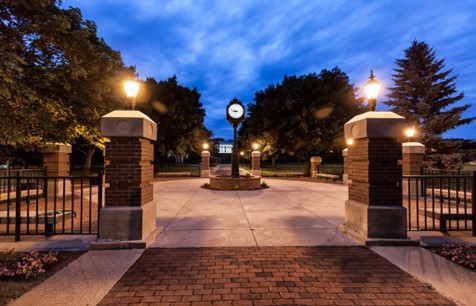 Picture of the Clock on the walkway on the main campus of Stonehill College.
